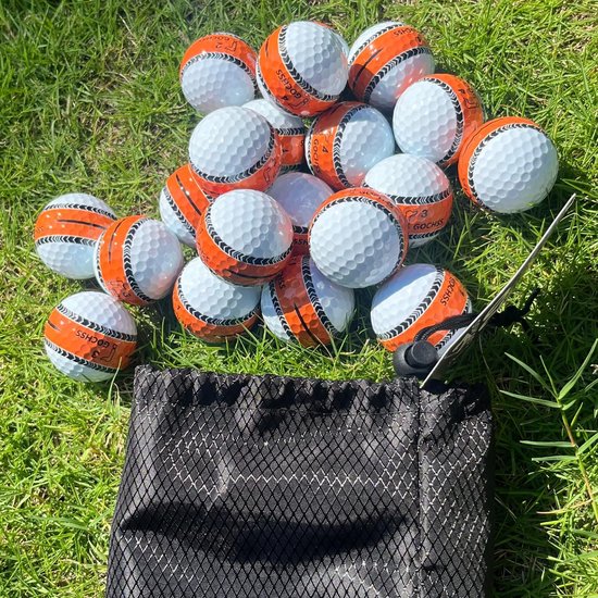 Golfballen 20 Stuks - Afstandsballen Amateurs - Lage Spin Golf - Duurzaam Surlyn Materiaal - 332 Dimples 42.7mm - Oranje Doellijn