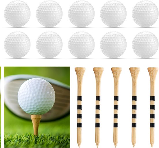 Golfballen 20 stuks - Schuimrubber 41 mm - Inclusief 5 bamboe tees - Ideaal voor indoor en outdoor training - SnelShoppen
