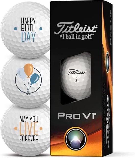 Golfballen 3-pack - Verjaardagsballen - Sportieve uitdaging - Uniek motief - 3 stuks - Wit