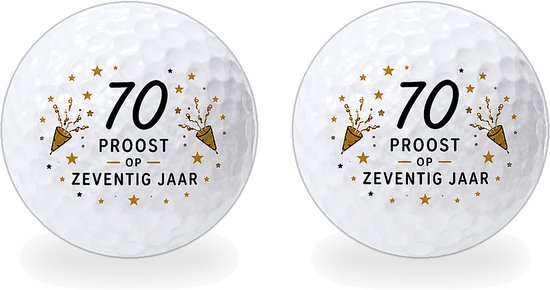 Golfballen 70 Jaar - Verjaardag Golf Cadeau - 2 stuks - Wilson - Golfbal met Opdruk