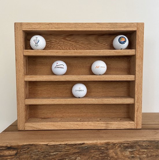 Golfballen display | Golfbal vitrine | Golfball | Golfbal | Display | Hout | Handgemaakt | Vitrine | Presentatie