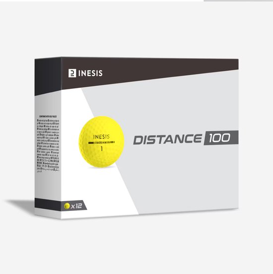 Golfballen Distance 100 – 12 stuks – Geel – Extra Lange Afstand van Merkloos