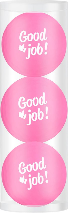 Golfballen Gift Set Good Job! 3 Ballen Pink van Women's Golf Day.