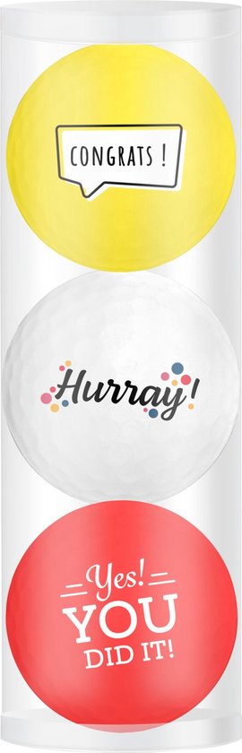 Golfballen Gift Set Yes You Did It! - Hurray - Congrats! van Merkloos