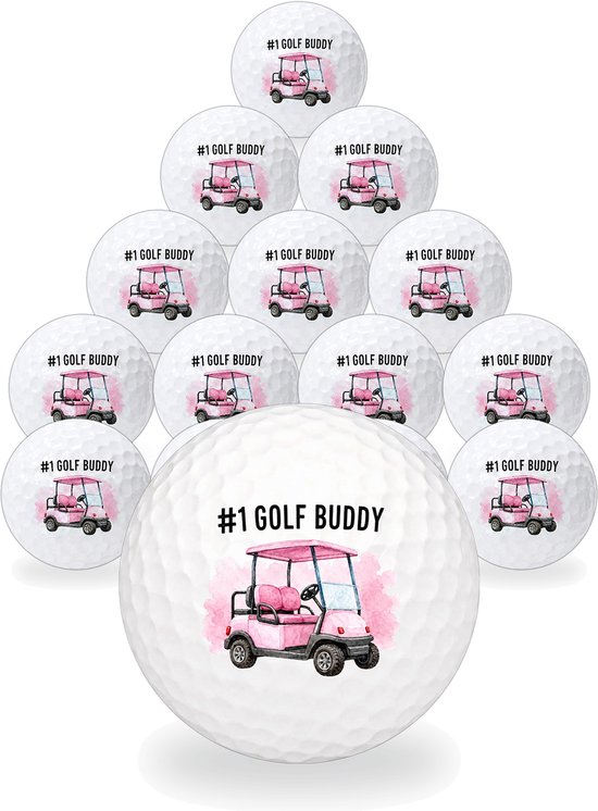 Golfballen Golf Buddy Roze - Vriendschap Golf Cadeau - 15 stuks - Wilson - Bedrukte Golfballen