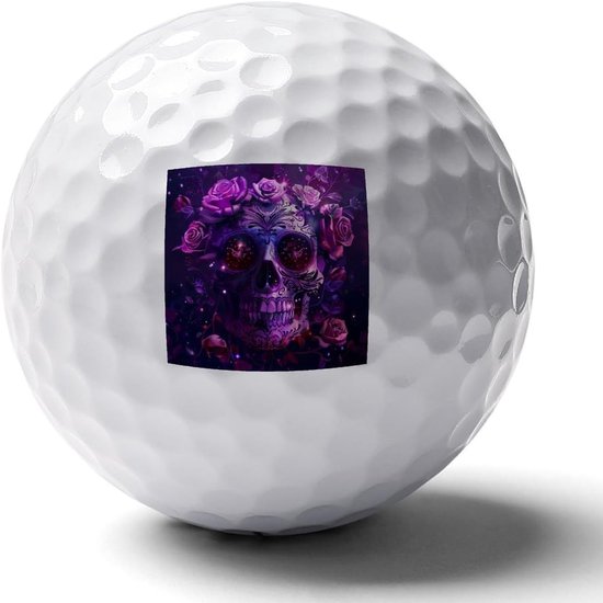 Golfballen - Golf Geschenken - Golf Oefenen - Rose Schedel Print - Standaard Formaat - Wit