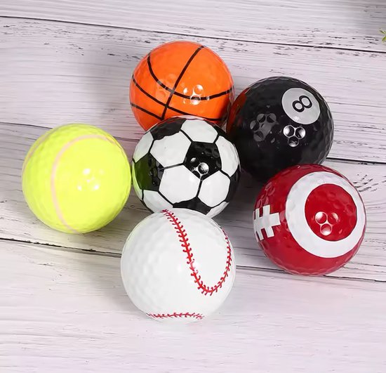 Golfballen Golfers Club Sport, zes stuks in sleeve, sport golfballen, voetbal, biljart, tennisbal, basketbal van Merkloos