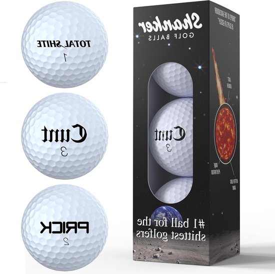 Golfballen - Grappige ballen - Golf spel - Met onbeschofte uitspraken - 3 stuks - Wit