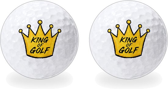 Golfballen King of Golf Goud - Golfer Golf Cadeau - 2 stuks - Wilson - Bedrukte Golfballen