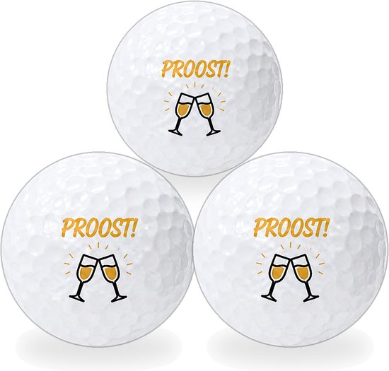 Golfballen Proost - Feest Golf Cadeau - 3 stuks - Wilson - Golfbal met Opdruk