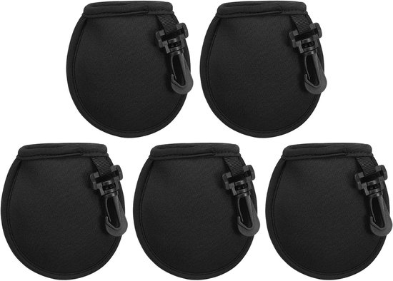 Golfballen schoonmaakbak - 5 Stuks - Golfreinigingshanddoek - Met Haken - Golfballen Accessoire - Unisex - Draagbaar - Zwart - Polyester - 9.5 x 9.5 CM - Golfbalreiniger - Golftassen van Merkloos