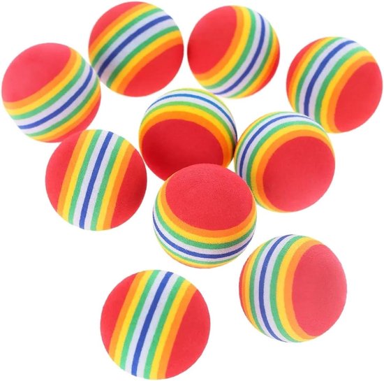 Golfballen - Schuim oefenballen - Golftraining - Veilig voor binnen - 10 stuks - Regenboog