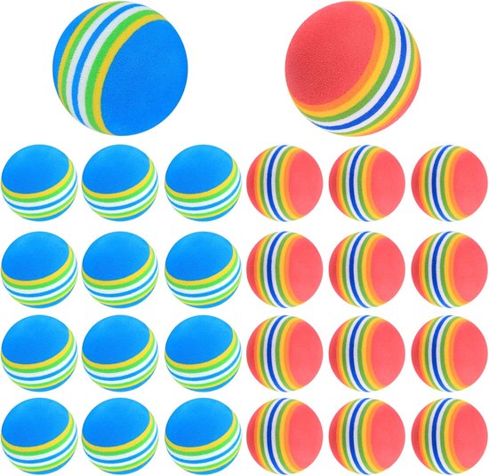 Golfballen, schuimrubberen ballen, zachte EVA-golf trainingsballen - 26 stuks, blauw/rood van Merkloos
