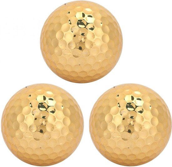 Golfballen Set - 3 Stuks - Vergulde Gouden Trainingsballen - Rubber