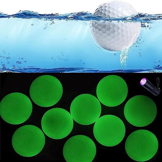 Golfballen Set - Drijvend Lichtgevend - Nacht Golfen - Oplaadbaar met Zaklamp - 10 Stuks - Wit Geel