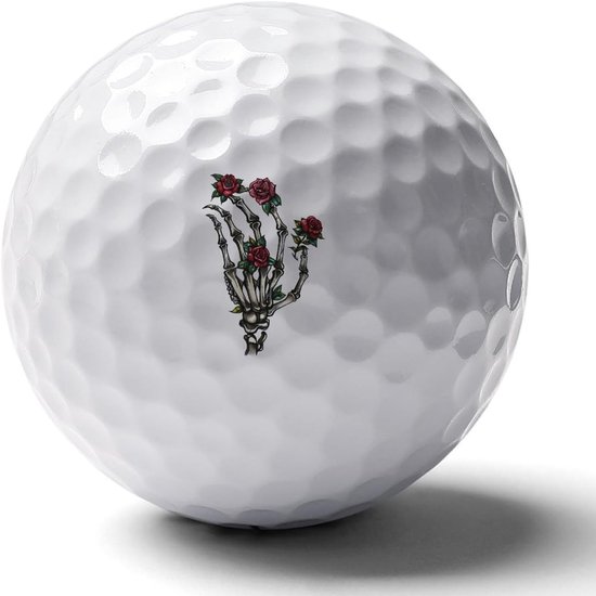 Golfballen Skelet Hand - Golfballen Rose Print - Golfen Oefenen - Uniek Bedrukking - Standaard Formaat - Rood