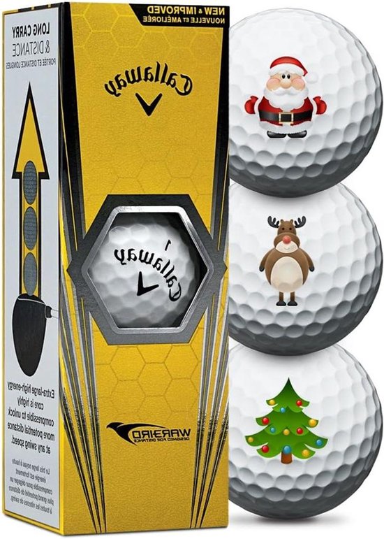 Golfballen - Sportballen Golfsport - Afstand en Vlucht - Kerstmotieven - 3 Stuks - Wit