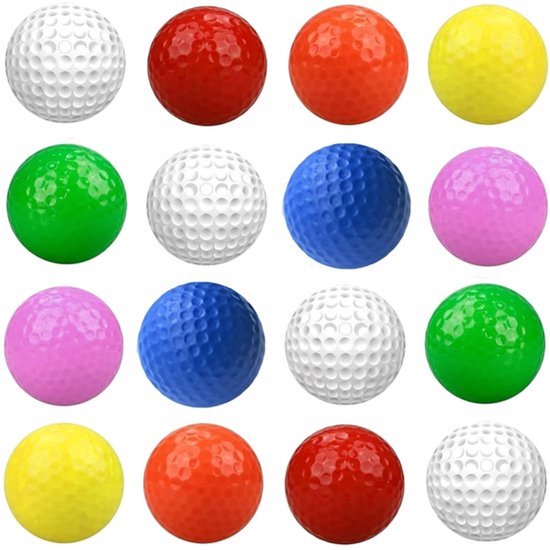 Golfballen Zacht - Schuimrubber - Oefenballen - 16 Stuks - Diverse Kleuren - Diameter 42,6 mm