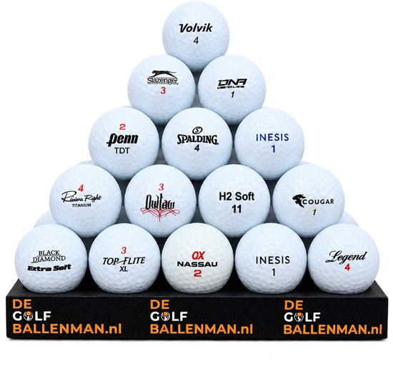 Golfballenmix - Lakeballs - 50 gebruikte golfballen + 25 tees