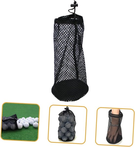 Golfballennet - 1 stuk - Nettas met trekkoord - Draagbaar nylon materiaal - Geschikt voor 48-56 golfballen - Afmetingen 28 x 15 cm van Merkloos