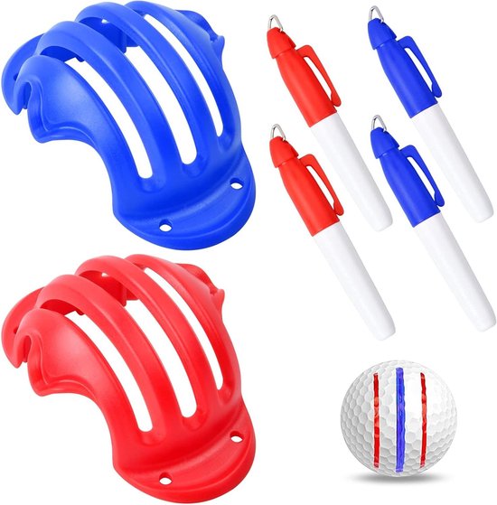 Golfbalmarkeerders met Linetekening - Inclusief Marker Stiften - Golfbal Uitlijning - Set van 2