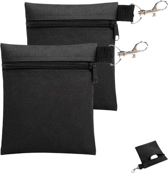 Golfbaltas en Tee Bag 22 x 16,5 cm - Draagbare lederen tas voor golftees met haak - Accessoireset voor golf liefhebbers