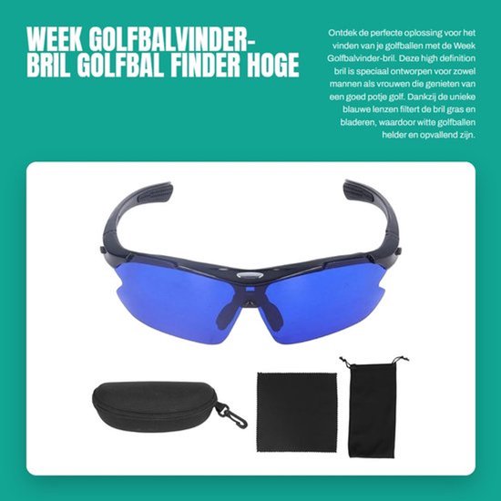 Golfbalvinder Bril - Hoge Definitie Lens - Golfbal Finder - Vermindert Verlies - Inclusief Opbergtas - Lichtgewicht 135g - Golfzoekbril