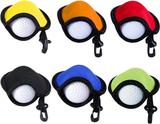 Golfbalwaszak 6-Pack - Waterdichte Tas - Waszak met Karabijnhaak - Golfbal Cleaner - Ideaal Cadeau voor Golfliefhebbers - Klein Formaat - Golfbalreiniger