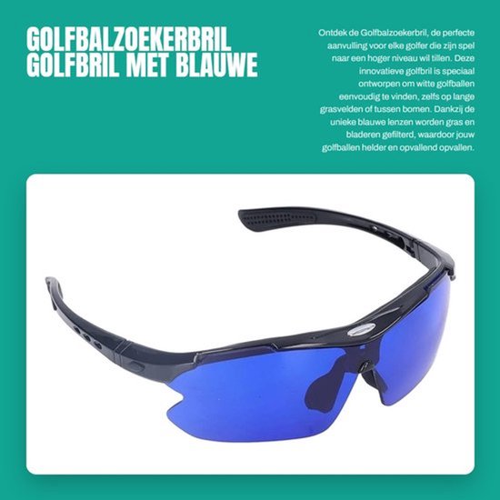 Golfbalzoekerbril Blauwe Lens - Lichtgewicht - Slagvast - Gemakkelijk op te bergen - Vermindert verlies - Comfortabel om te dragen - Golfbril