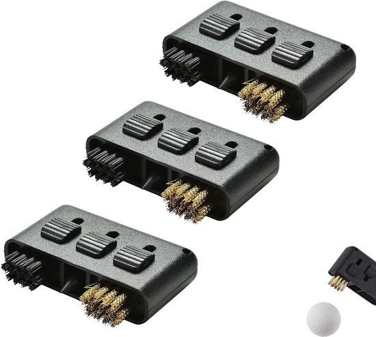 Golfclub Borstel - Club Reiniger - Golfbaan Onderhoud - 3-in-1 Reiniging - Compact Set - Zwart