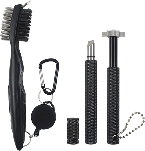 Golfclub Cleaner Gereedschapset - intrekbare golfclubborstel en 2 groefslijpergereedschap voor U & V-groeven, draagbare golfclubreinigingsset voor alle golfstrijkijzers voor mannen van BIG TEETH