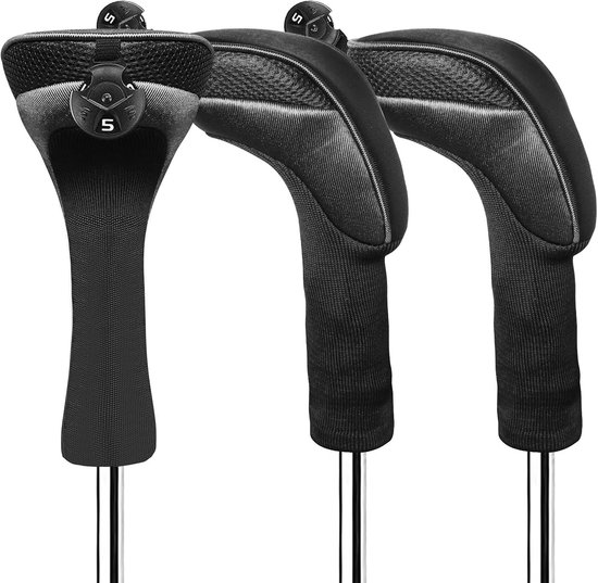 Golfclub Hoes - Hybride Covers - Golfclub Bescherming - Verwisselbare Nummers - Lange Cover - Donker
