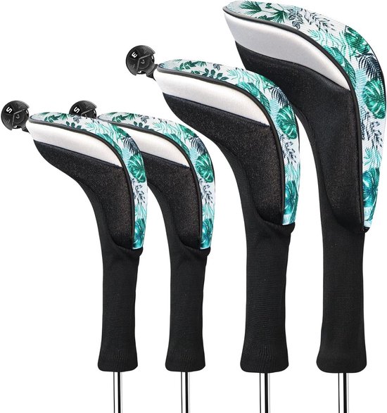 Golfclub hoofdhoezen - Golf club covers - Bescherming golfclubs - Verwisselbaar nr. tag - 4 stuks - Groen