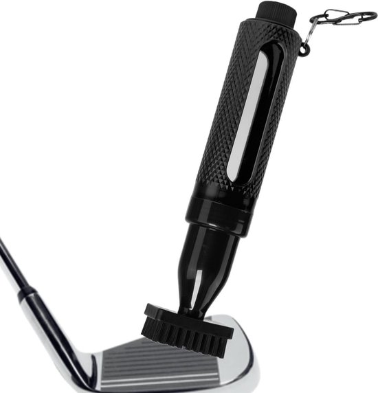 Golfclub Reinigingsborstel - Golfborstel Groefreiniger - Golfclubs Schoonmaken - Met Water Reservoir - 22 x 5 x 4 cm - Zwart