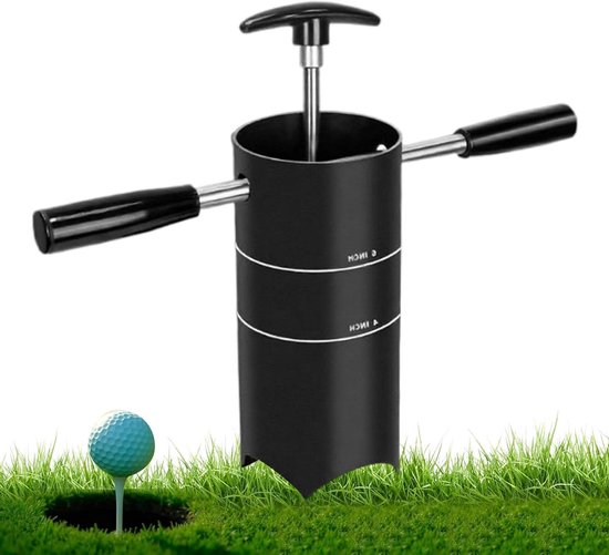 Golfgat Planter - Gazon Tool - Golf Trainen - Afneembare Handgreep - 25 x 10 cm - Zwart