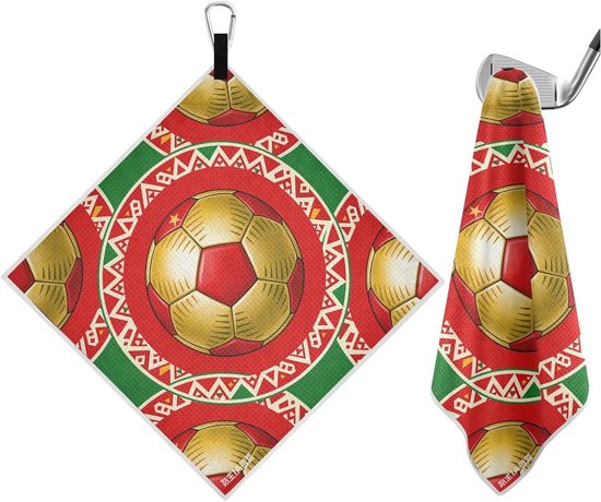 Golfhanddoek - Golfaccessoire Microvezel handdoek - Golfclubs Reinigen - Wafelweefpatroon - 18x18 inch - WK Voetbal