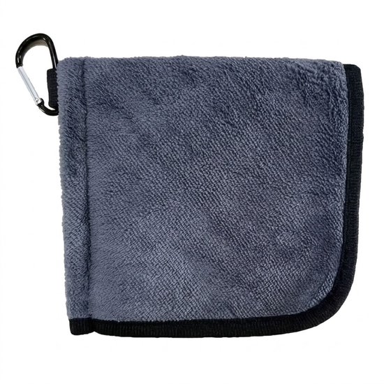 Golfhanddoek grijs microvezel golfhanddoek unisex met karabijnhaak opvouwbaar sneldrogend superabsorberend 15 x 15 cm compacte reinigingsdoek geschikt voor golfbag golf accessoires