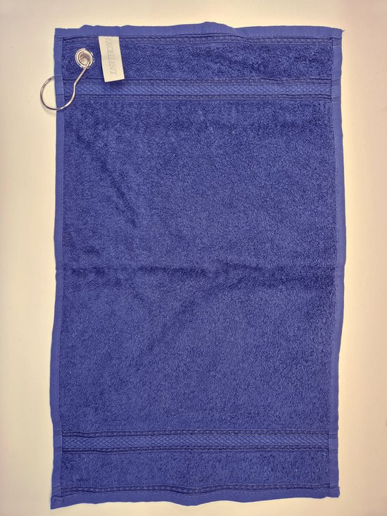 Golfhanddoek - Sporthanddoek - met metaal oog en karabijnhaak - 30x50cm Navy