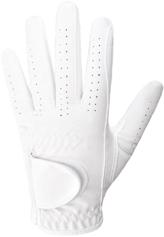 Golfhandschoen voor de linkerhand (1 stuk) - Verstelbare elasticiteit - Zacht PU-leer - Ademend ontwerp - Antislip - Lichtgewicht wit - Geschikt voor alle weersomstandigheden - Softbalhandschoen - Sporthandschoen (Heren, maat 25)