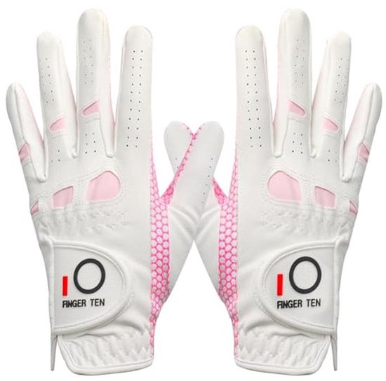 Golfhandschoenen Dames voor iedere weersomstandigheden - Antislip en zacht in wit en roze