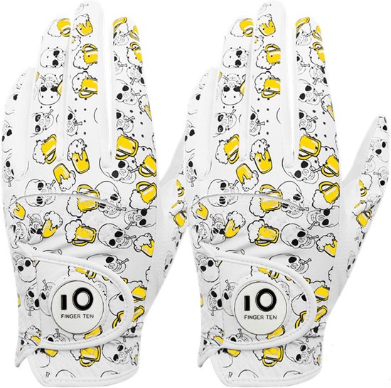 Golfhandschoenen Heren Linkerhand All Weather Cabretta Leer met Ball Marker 2 Pack van Merkloos