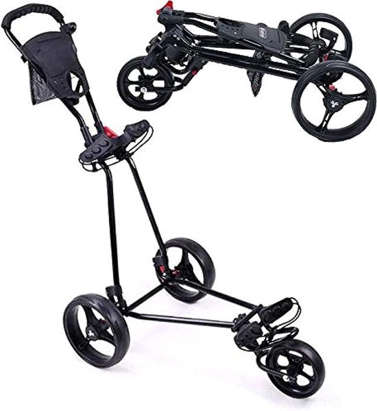 Golfkar 3 Wielen - Golftrolley Opvouwbaar - Golfen Op De Baan - Opvouwbaar In Eén Seconde - 162 cm - Zilver