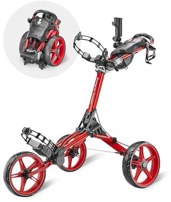 Golfkar - Duwkar Trolley - Sport & Outdoor - Eenvoudig Opvouwbaar - 3 Wielen - Rood
