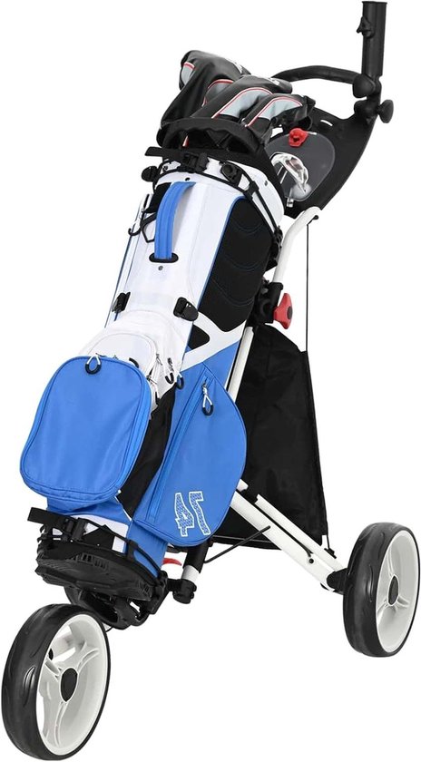 Golfkar - Golftrolley Caddie - Golfen Buiten - Opvouwbaar Aluminium Frame - 100 x 69 x 114 cm - Zwart-Wit