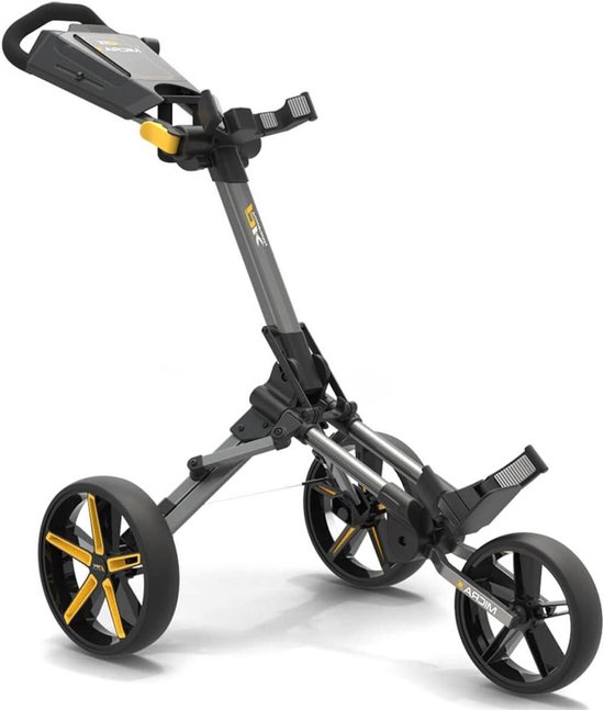 Golfkar - Golftrolley - Golfen - Snel vouwsysteem - Compact Gevouwen - Zwart Geel