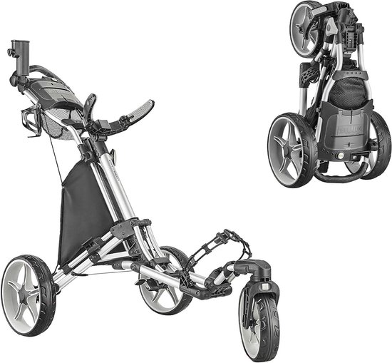 Golfkar - Golftrolley Pushwagen - Golfen op de baan - 360 graden zwenkwiel - Niet gespecificeerd - Zilver