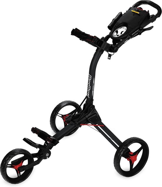 Golfkar - Golftrolley - Sportieve Uitjes - Compact Opvouwbaar - 3 Wielig - Mat Zwart Rood