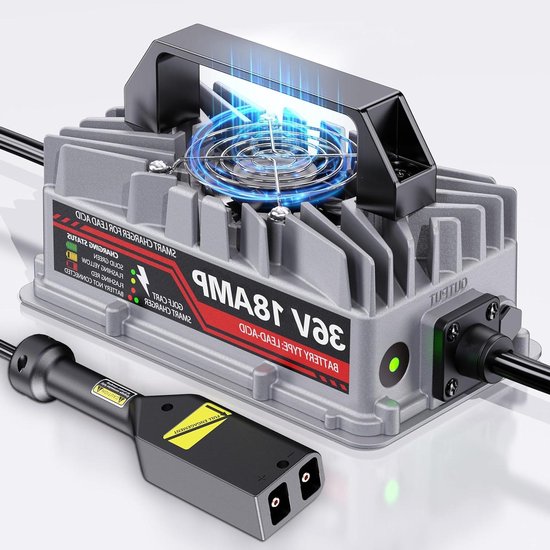 Golfkar Lader - Acculader Batterijlader - Golfkar Opladen - IP67 Waterdicht - 36V 18A - Zilver