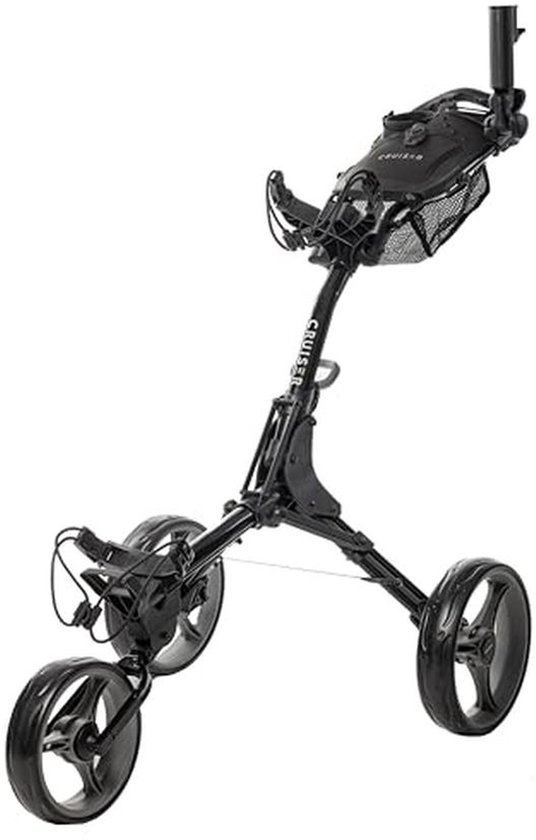 Golfkar met 3 wielen - Golftrolley - Sport en recreatie - Compacte vouwfunctie - 53x51x34cm gevouwen - Zwart