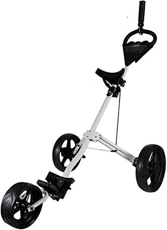 Golfkar met 3 wielen - Opvouwbare duwkar - Sport en outdoor - Met voetrem en bekerhouder - 165 cm lengte